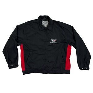 Vintage Corvette Racing Jacket Mens XL Black Red C5 Embroidered Windbreaker